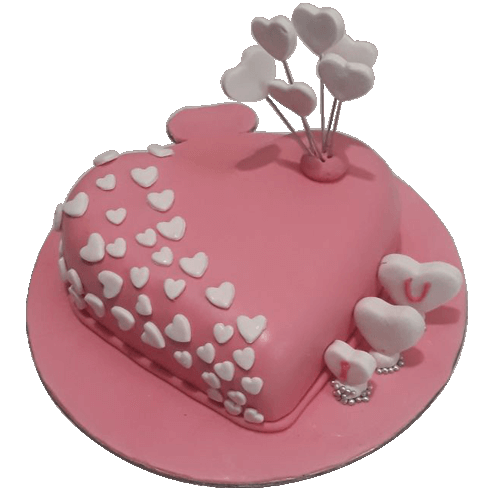 Fondant Heart Shape Anniversary Cake - The Cake King