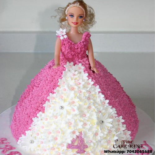 Barbie Cake White Floral - The Cake King