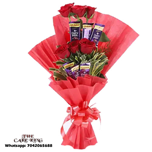 6 Pieces Chocolate and Red Roses Bookey - The Cake King